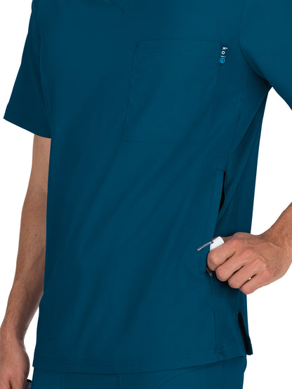 Men's 3-Pocket Athletic V-Neck Force Scrub Top - 667 - Caribbean