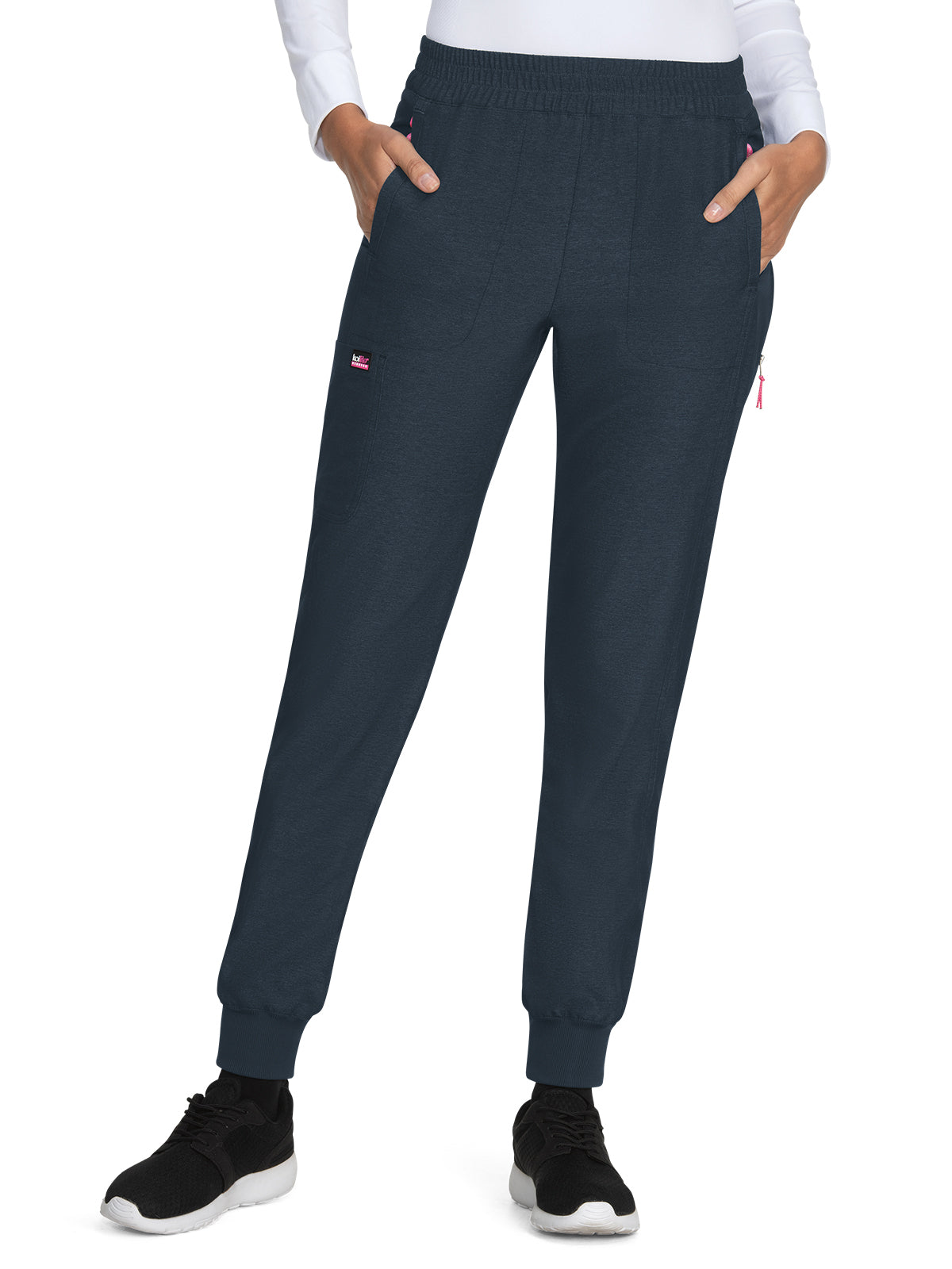 Women's 7-Pocket Easy Fit Elastic Waist Jogger Power Scrub Pant - 748 - Heather Navy