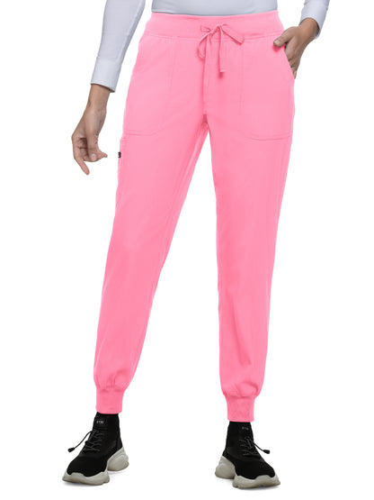 Women's 6-Pocket Stretch Jogger Fierce Scrub Pant - 750 - Peony Pink