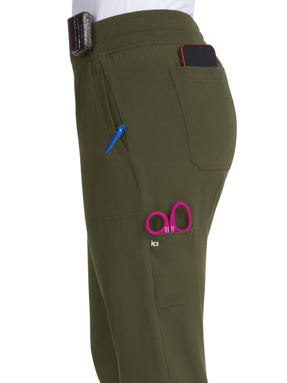 Women's 7-Pocket Jogger-Style Smart Daily Scrub Pant - 756 - Olive Green