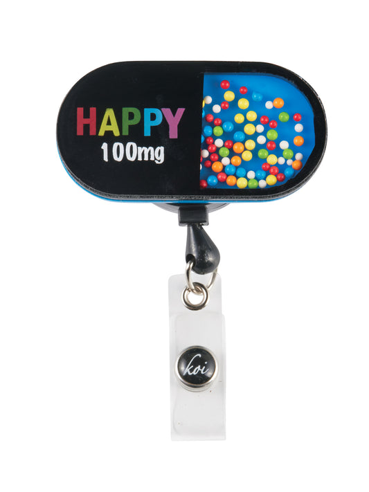 Shaker-Style ID Badge Reel - A156 - Happy Pill