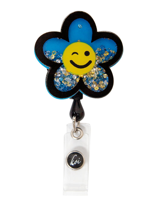 Shaker-Style ID Badge Reel - A156 - Smiley Flower