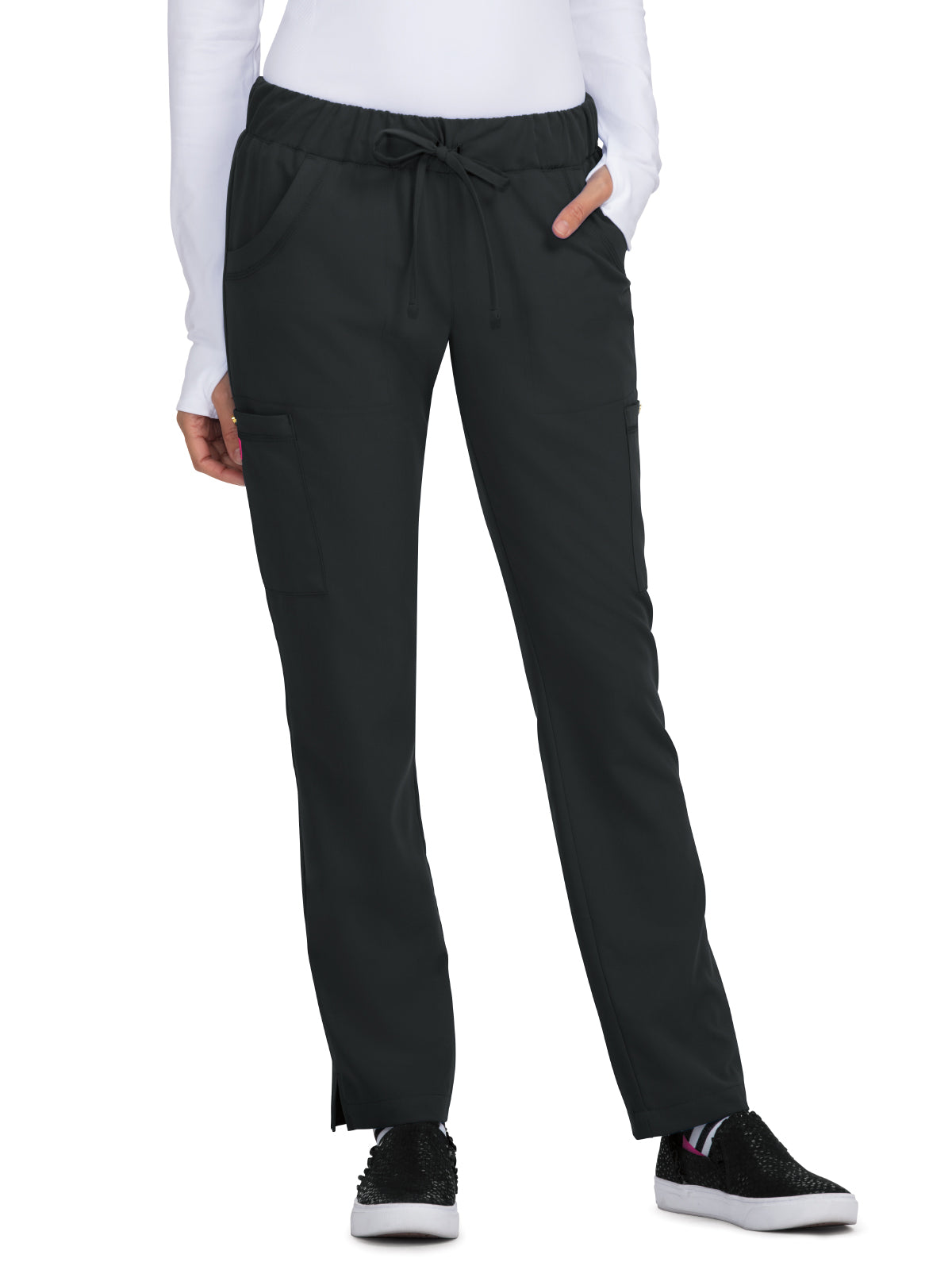 Women's 6-Pocket Slim Fit Buttercup Scrub Pants - B700 - Black