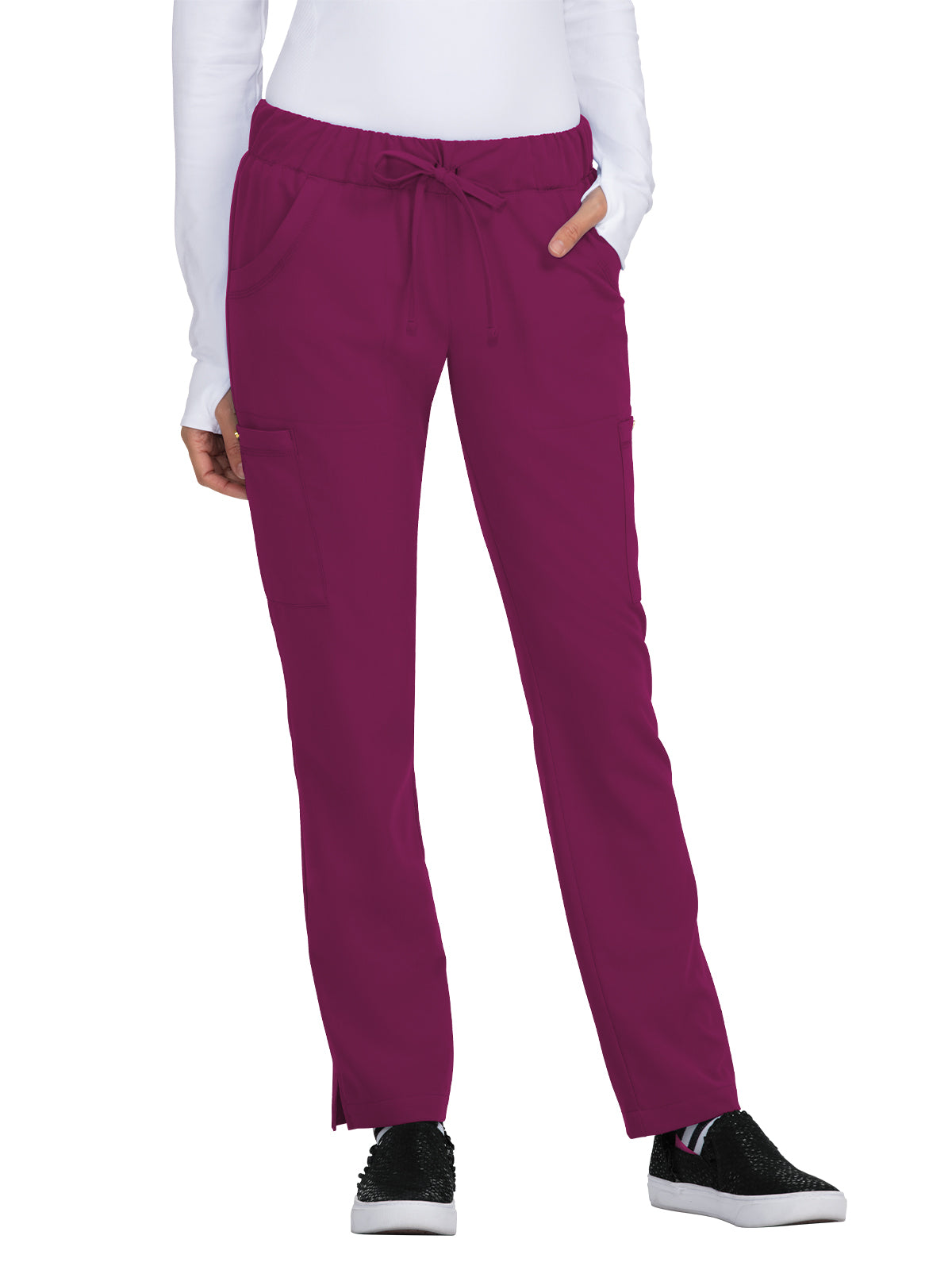 Women's 6-Pocket Slim Fit Buttercup Scrub Pants - B700 - Raspberry