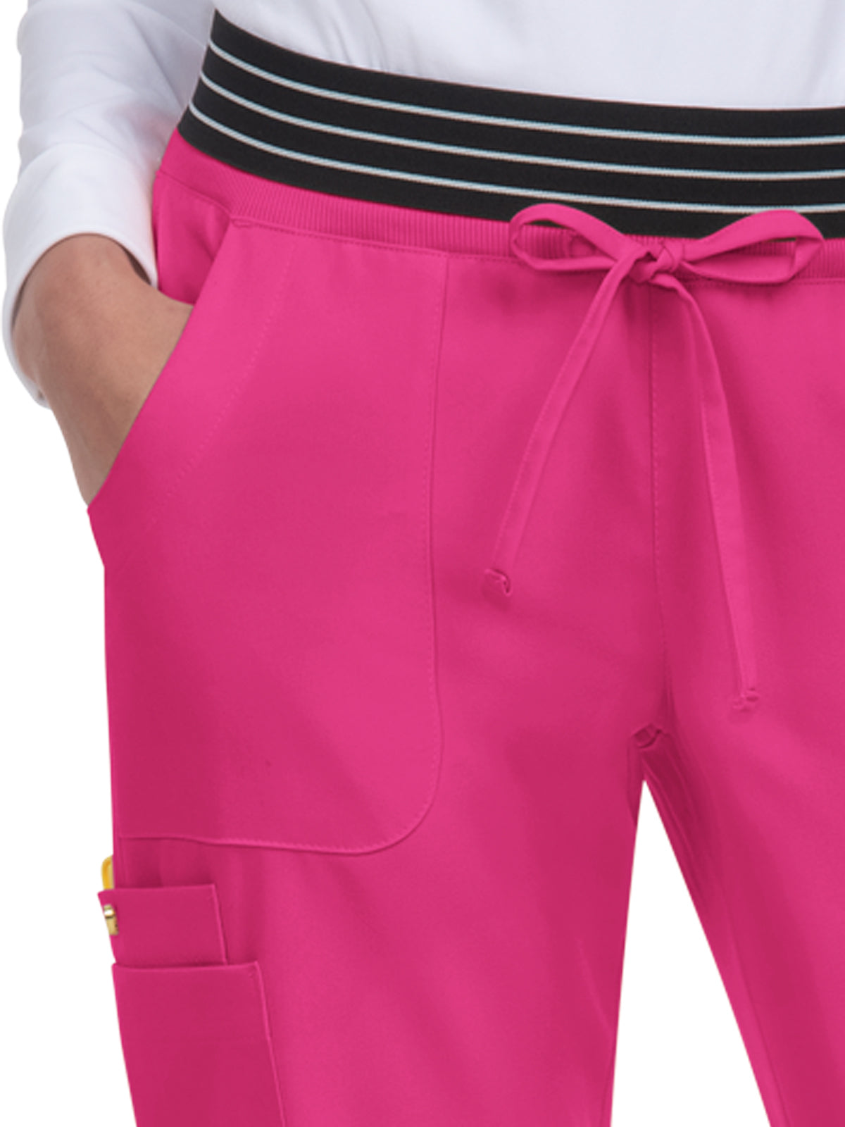 Women's 8-Pocket Ribbed Cuff Jogger-Style Hollyhock Scrub Pant - B705 - Flamingo