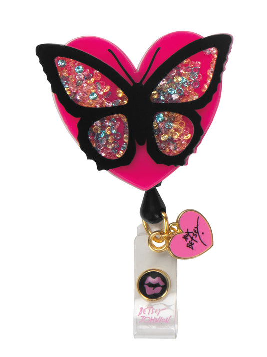 Retractable ID Badge Reel - BA156 - Heart Butterfly