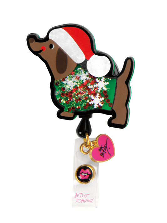 Retractable ID Badge Reel - BA156 - Holiday Weenie Dog
