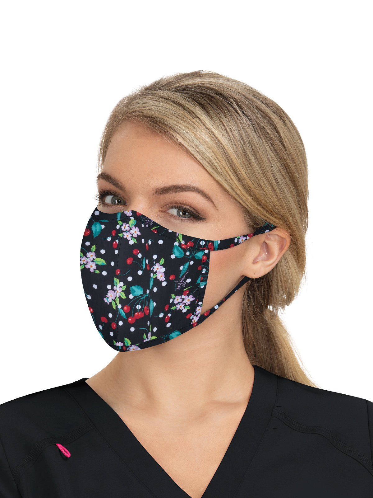 Moisture Wicking Reversible Fashion Face Mask 2-Pack - BA157 - Cherry Bomb & Gingham Rose