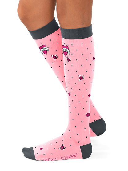 Women's 15-20 mmhg Compression Socks, 2 pairs - BA179 - Bumble Love