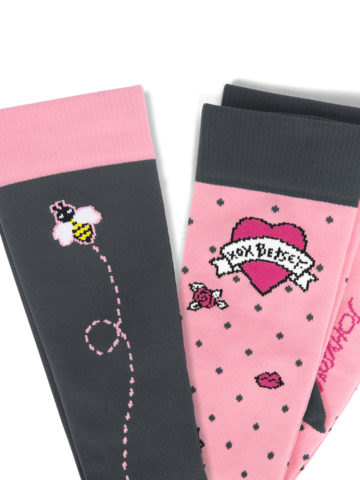 Women's 15-20 mmhg Compression Socks, 2 pairs - BA179 - Bumble Love