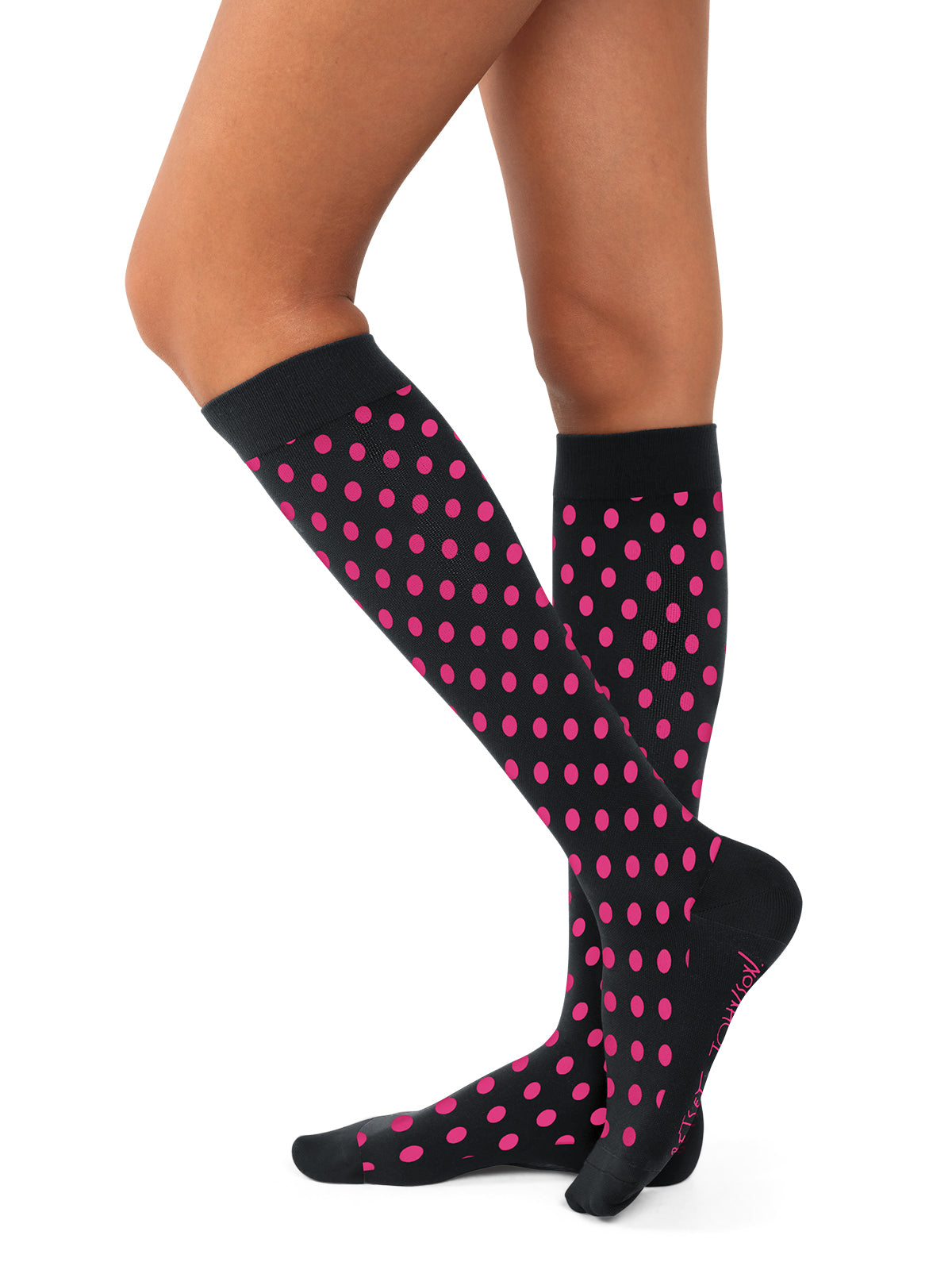 Women's 15-20 mmhg Compression Socks, 2 pairs - BA179 - Polka Butterfly