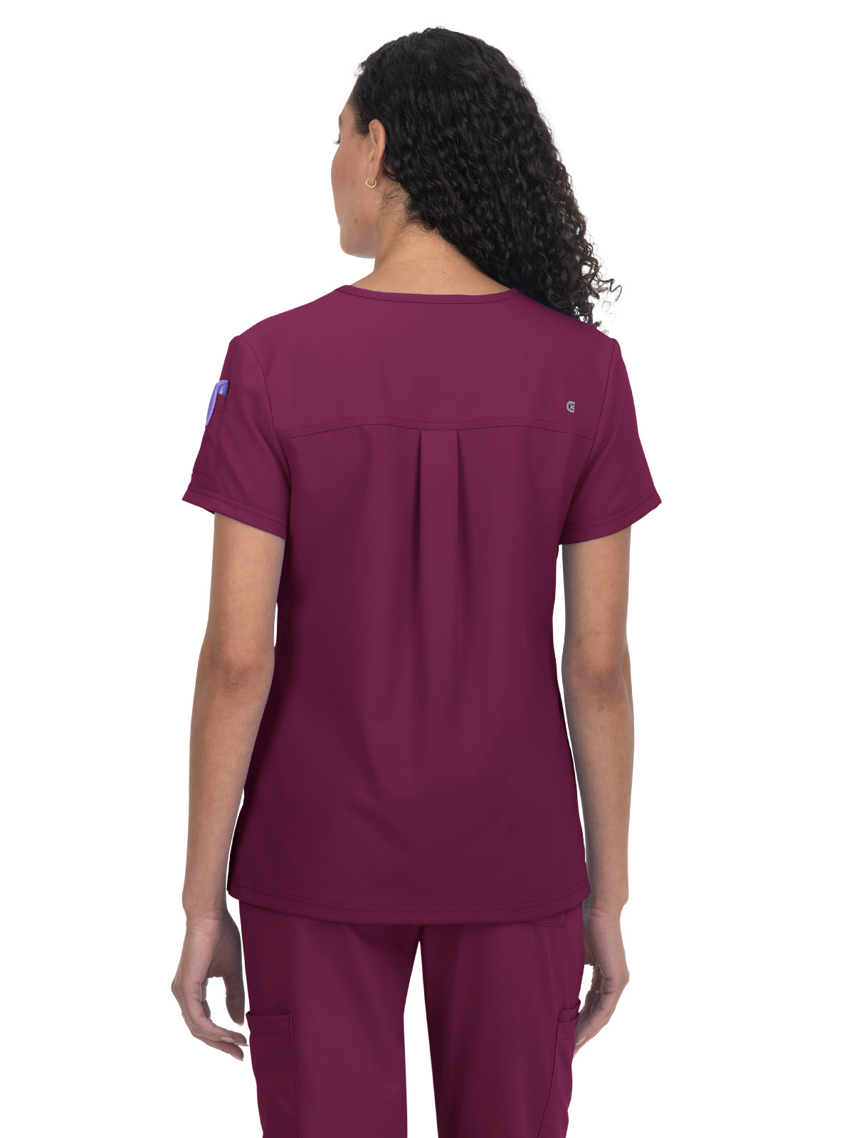 Women's 2-Pocket V-Neck Tuck-In Aura Scrub Top - C100 - Wine