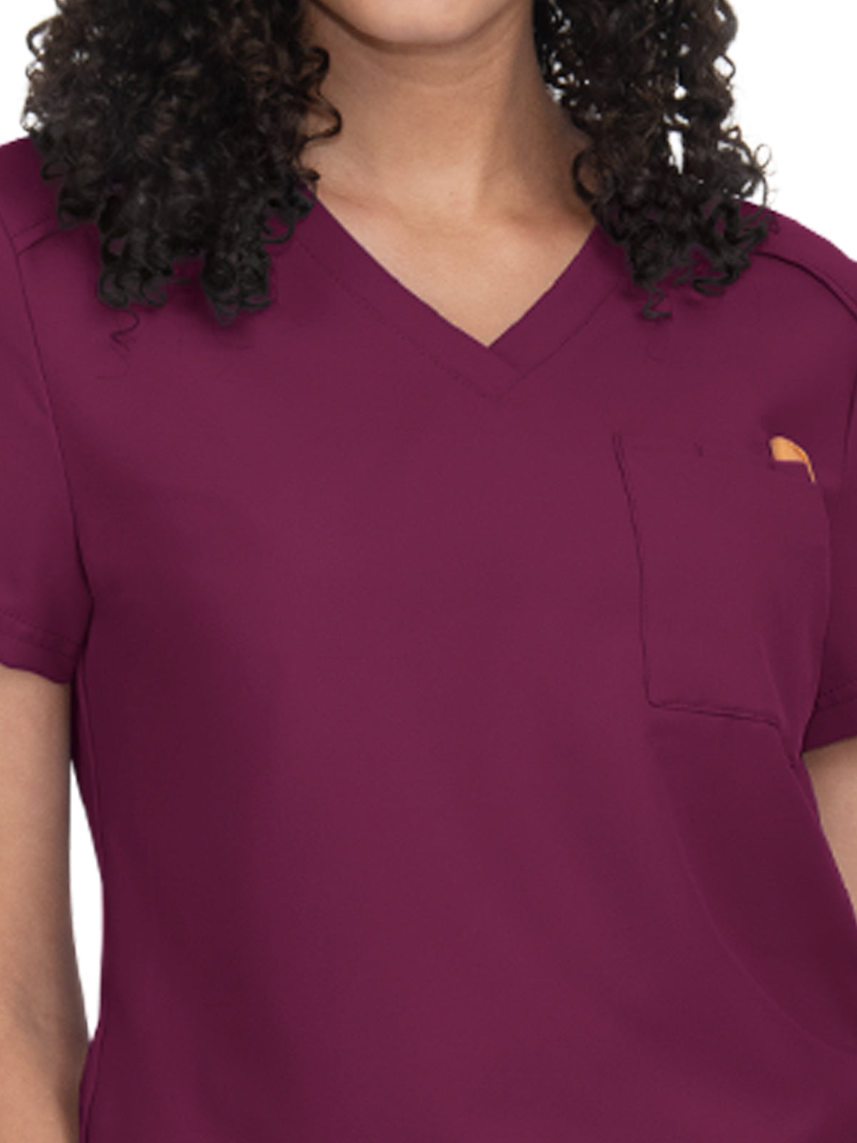 Women's 2-Pocket V-Neck Tuck-In Aura Scrub Top - C100 - Wine