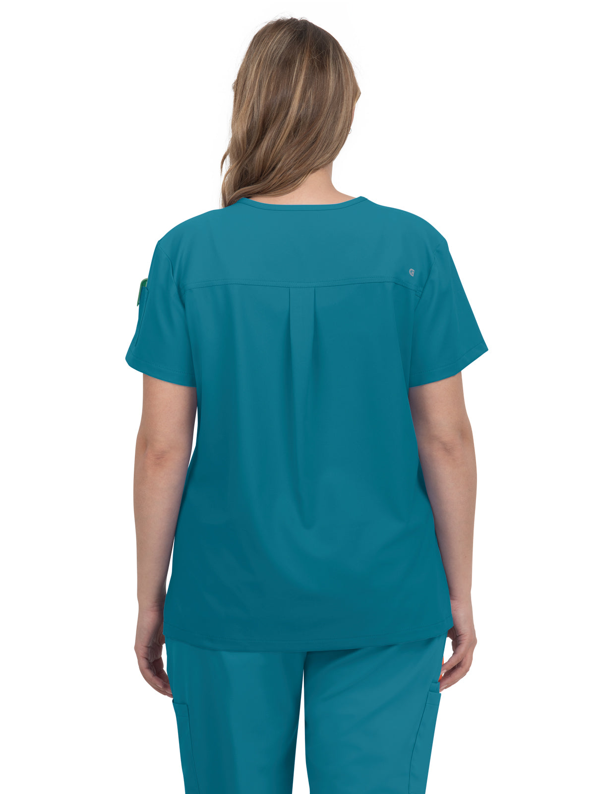 Women's 2-Pocket V-Neck Tuck-In Aura Scrub Top - C100 - Teal