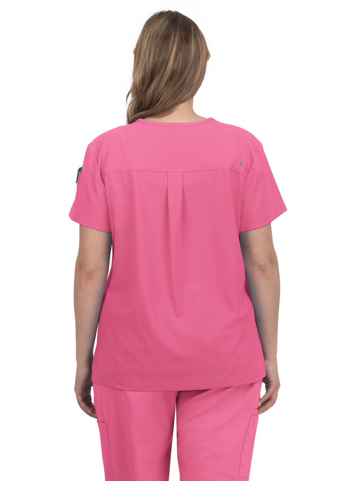 Women's 2-Pocket V-Neck Tuck-In Aura Scrub Top - C100 - Carnation