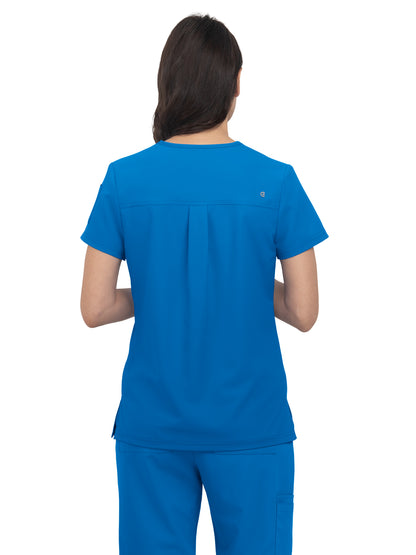 Women's 3-Pocket V-Neck Cardi Scrub Top - C101 - Royal Blue