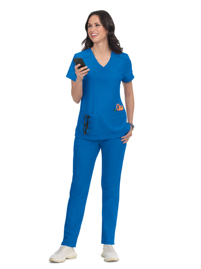 Women's 3-Pocket V-Neck Cardi Scrub Top - C101 - Royal Blue