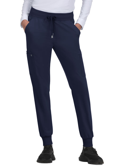 Women's 6-Pocket Ribbed Cuff Jogger Style Pulse Scrub Pant - C700 - Navy