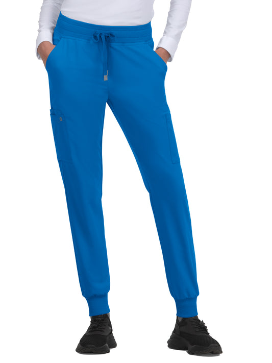 Women's 6-Pocket Ribbed Cuff Jogger Style Pulse Scrub Pant - C700 - Royal Blue