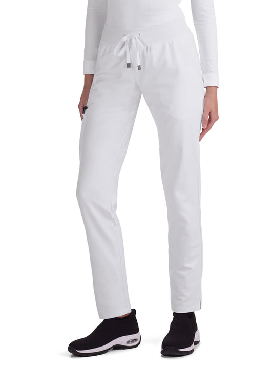 Women's 7-Pocket Drawstring Elastic Waist Atria Scrub Pant - C701 - White