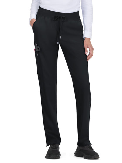 Women's 7-Pocket Drawstring Elastic Waist Atria Scrub Pant - C701 - Black