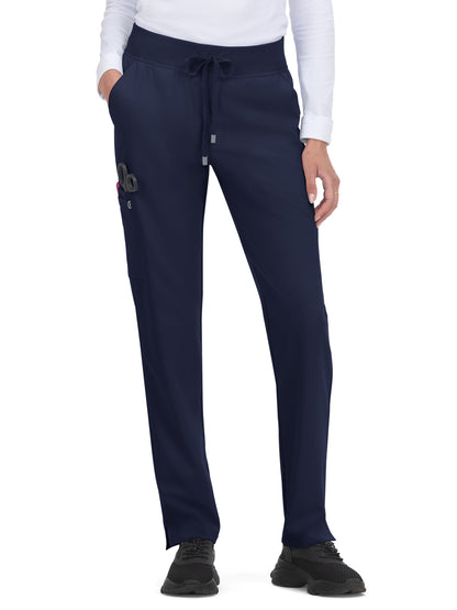 Women's 7-Pocket Drawstring Elastic Waist Atria Scrub Pant - C701 - Navy