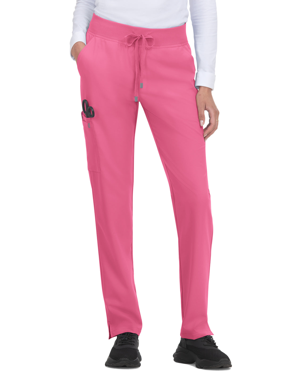 Women's 7-Pocket Drawstring Elastic Waist Atria Scrub Pant - C701 - Carnation