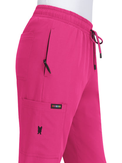 Women's 5-Pocket Double-Sided Drawcord Jogger Shanelle Scrub Pant - F700 - Flamingo