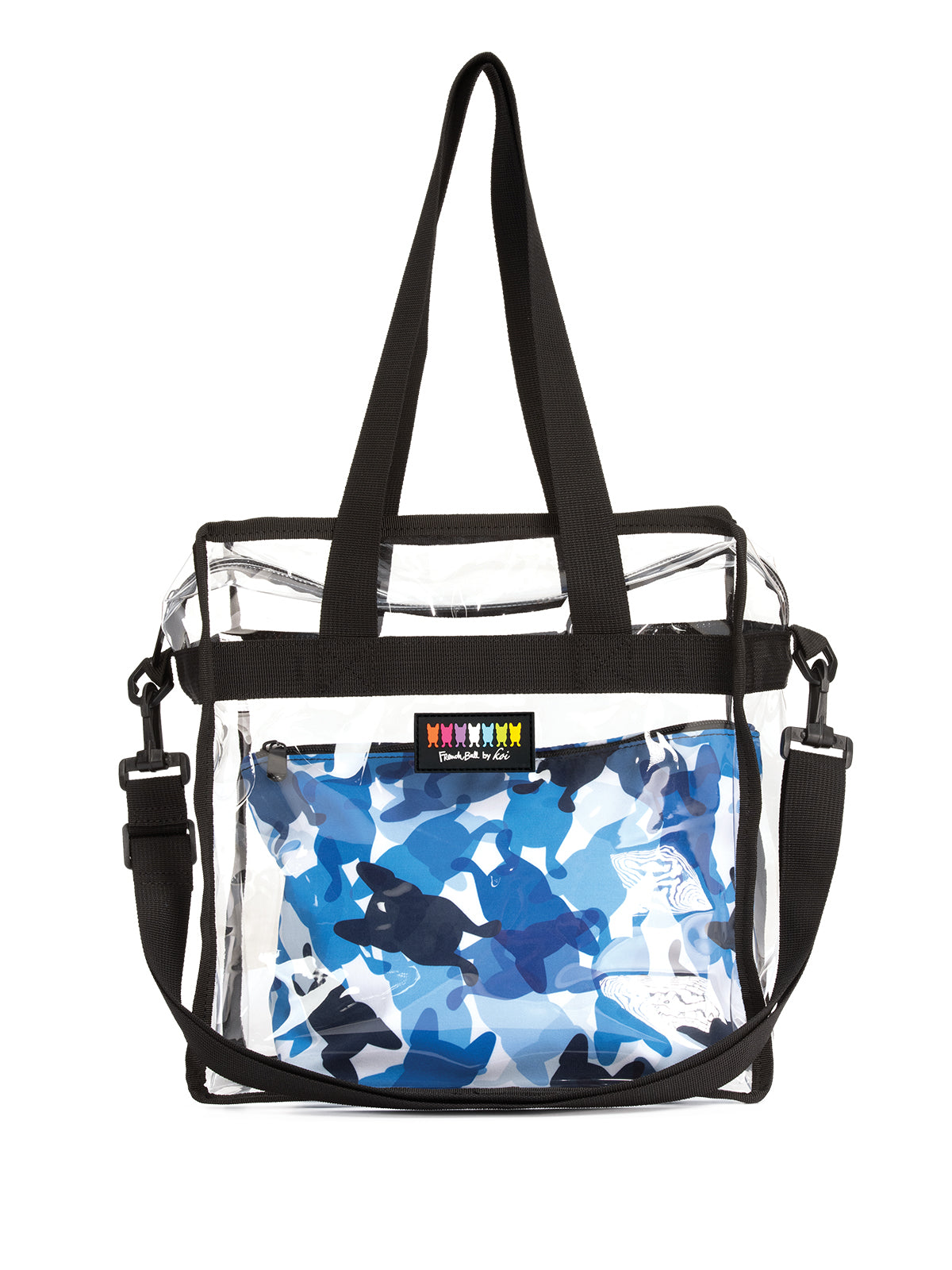 Clear Vinyl Stadium Compliant Tote Bag - FA186 - Camo Frenchie Navy