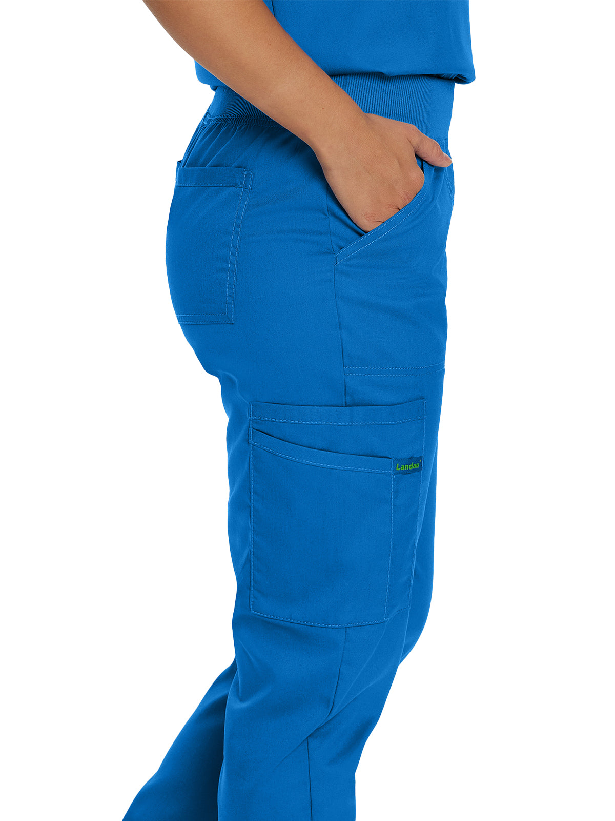 Women's 7-Pocket Mid-Rise Knit Yoga Waist Jogger Scrub Pant - 2030PRV - Royal