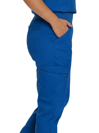 Women's 7-Pocket Mid-Rise Knit Yoga Waist Jogger Scrub Pant - 2030PRV - Galaxy