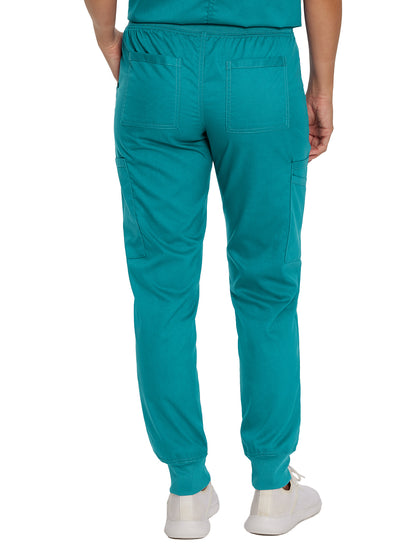 Women's 7-Pocket Mid-Rise Knit Yoga Waist Jogger Scrub Pant - 2030PRV - Teal