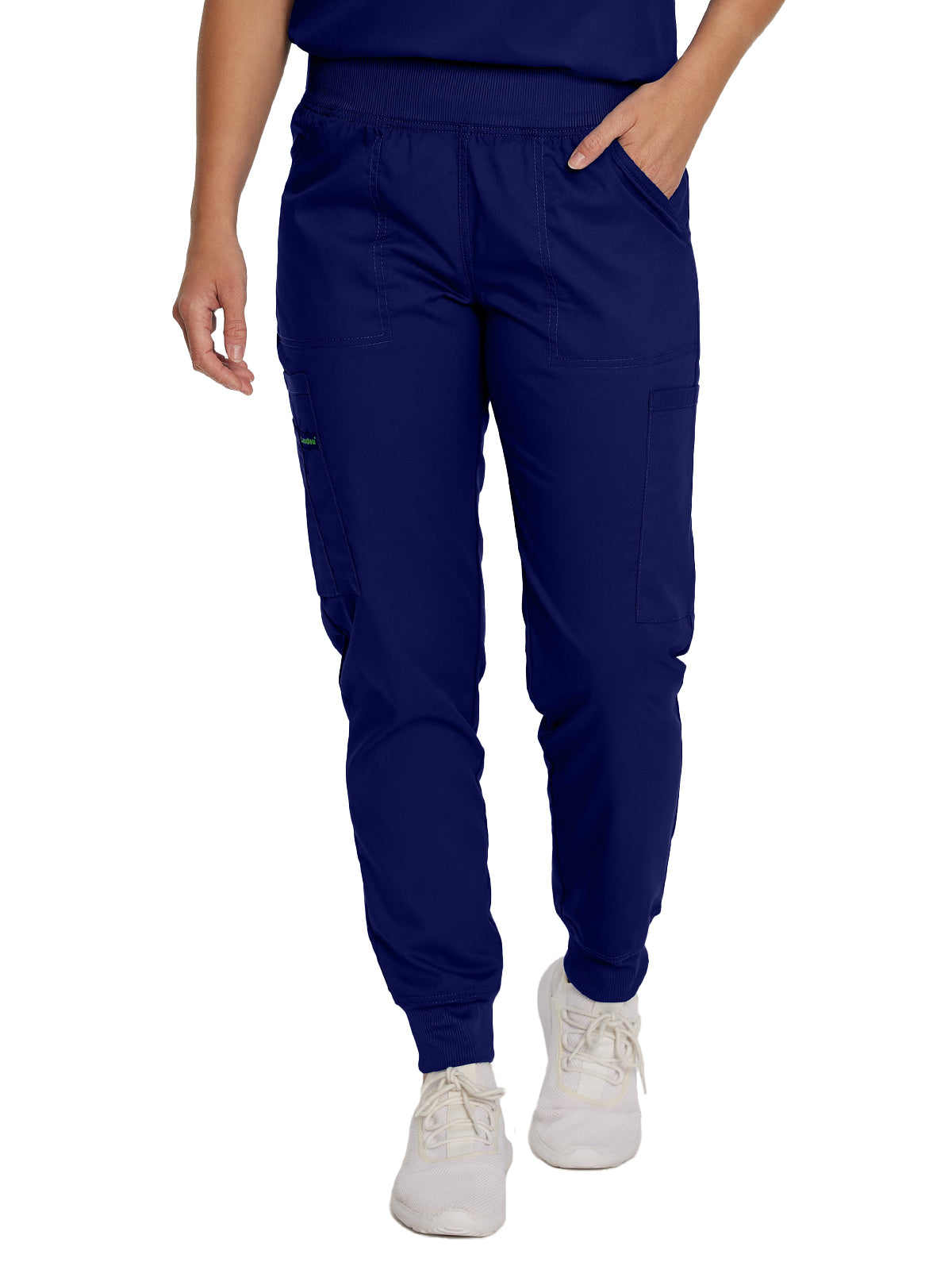 Women's 7-Pocket Mid-Rise Knit Yoga Waist Jogger Scrub Pant - 2030PRV - True Navy