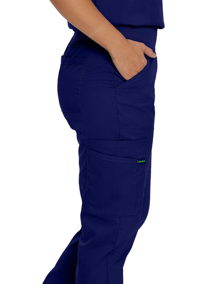 Women's 7-Pocket Mid-Rise Knit Yoga Waist Jogger Scrub Pant - 2030PRV - True Navy