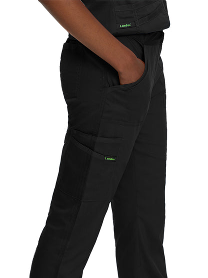 Women's 5-Pocket Straight Leg Cargo Scrub Pant - 2042 - Black