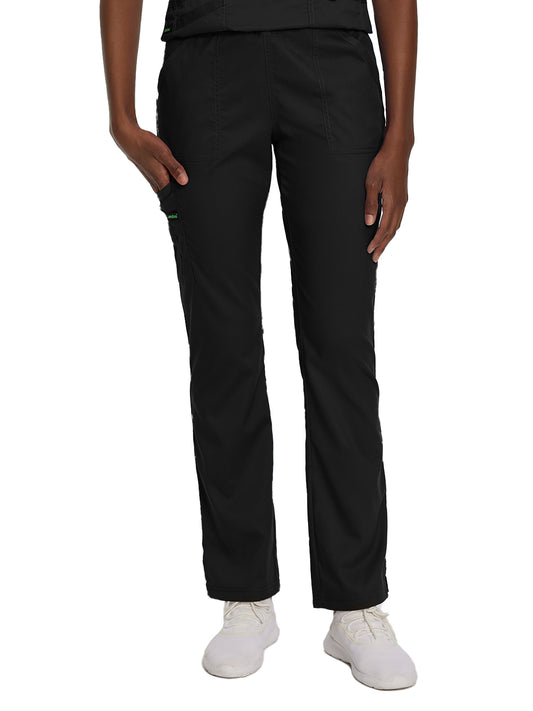 Women's 5-Pocket Straight Leg Cargo Scrub Pant - 2042 - Black