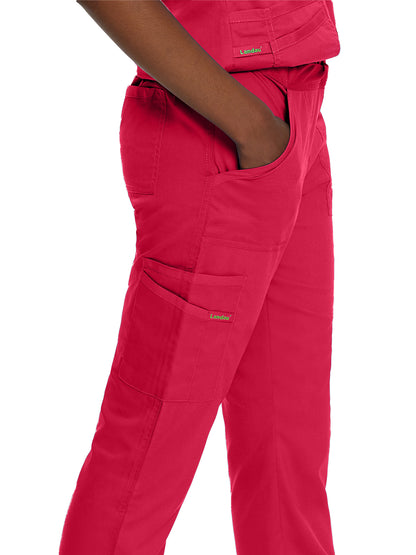 Women's 5-Pocket Straight Leg Cargo Scrub Pant - 2042 - True Red