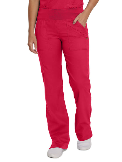 Women's 4-Pocket Straight Leg Yoga Scrub Pant - 2043 - True Red