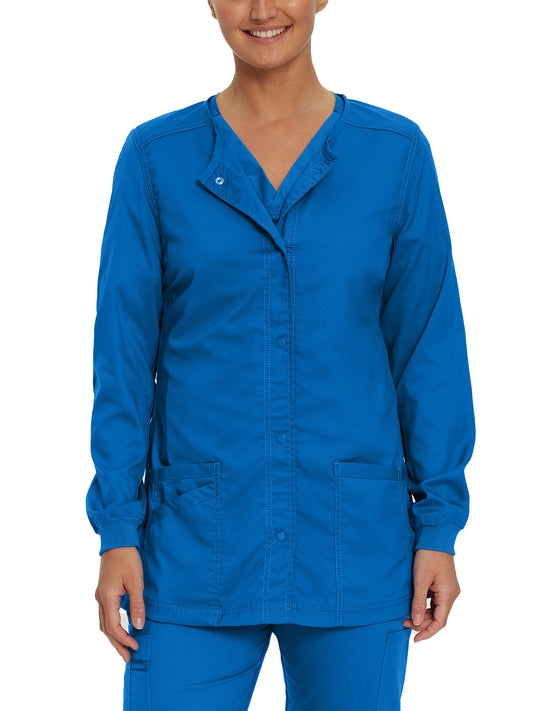 Women's Snap Front Scrub Jacket - 3038 - Royal