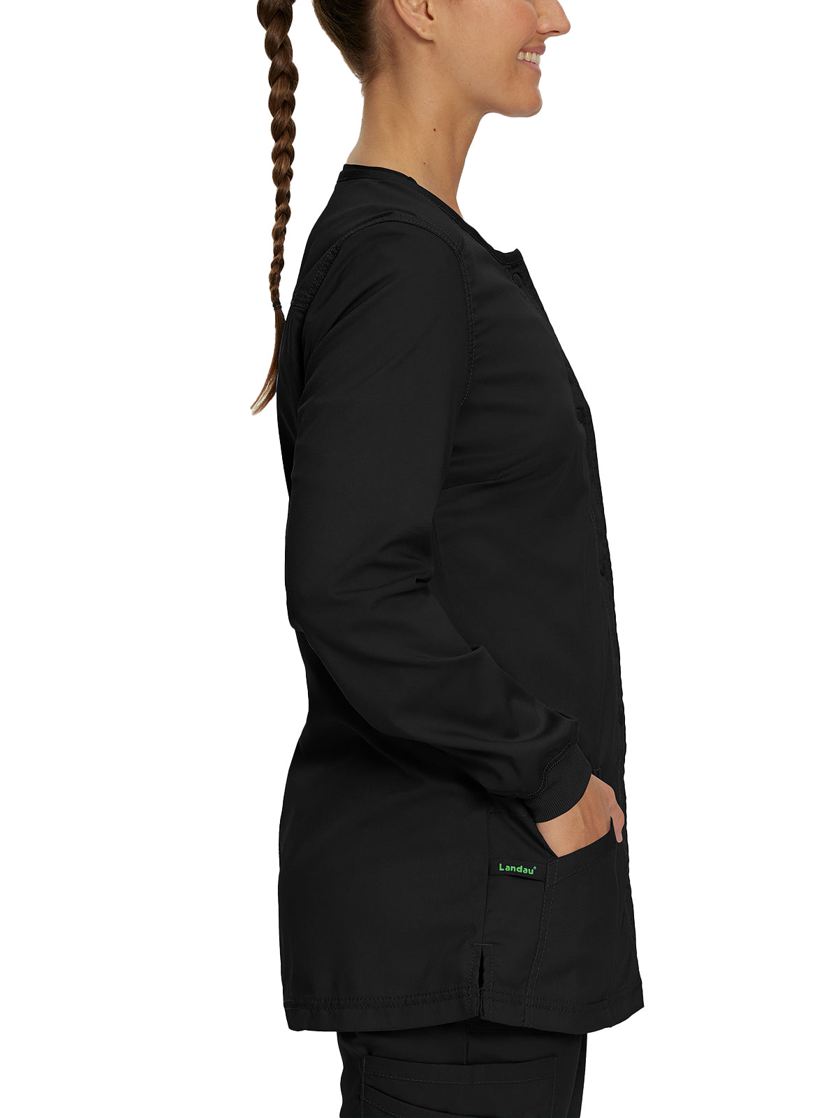 Women's Snap Front Scrub Jacket - 3038 - Black