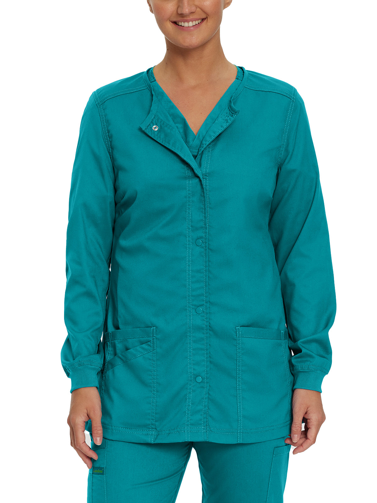 Women's Snap Front Scrub Jacket - 3038 - Teal