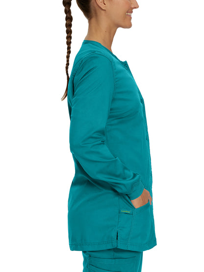 Women's Snap Front Scrub Jacket - 3038 - Teal