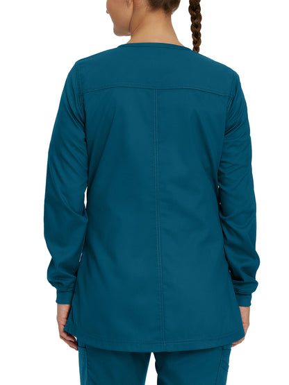 Women's Snap Front Scrub Jacket - 3038 - Caribbean