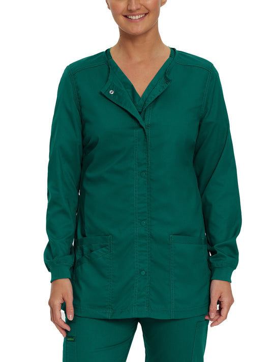 Women's Snap Front Scrub Jacket - 3038 - Hunter