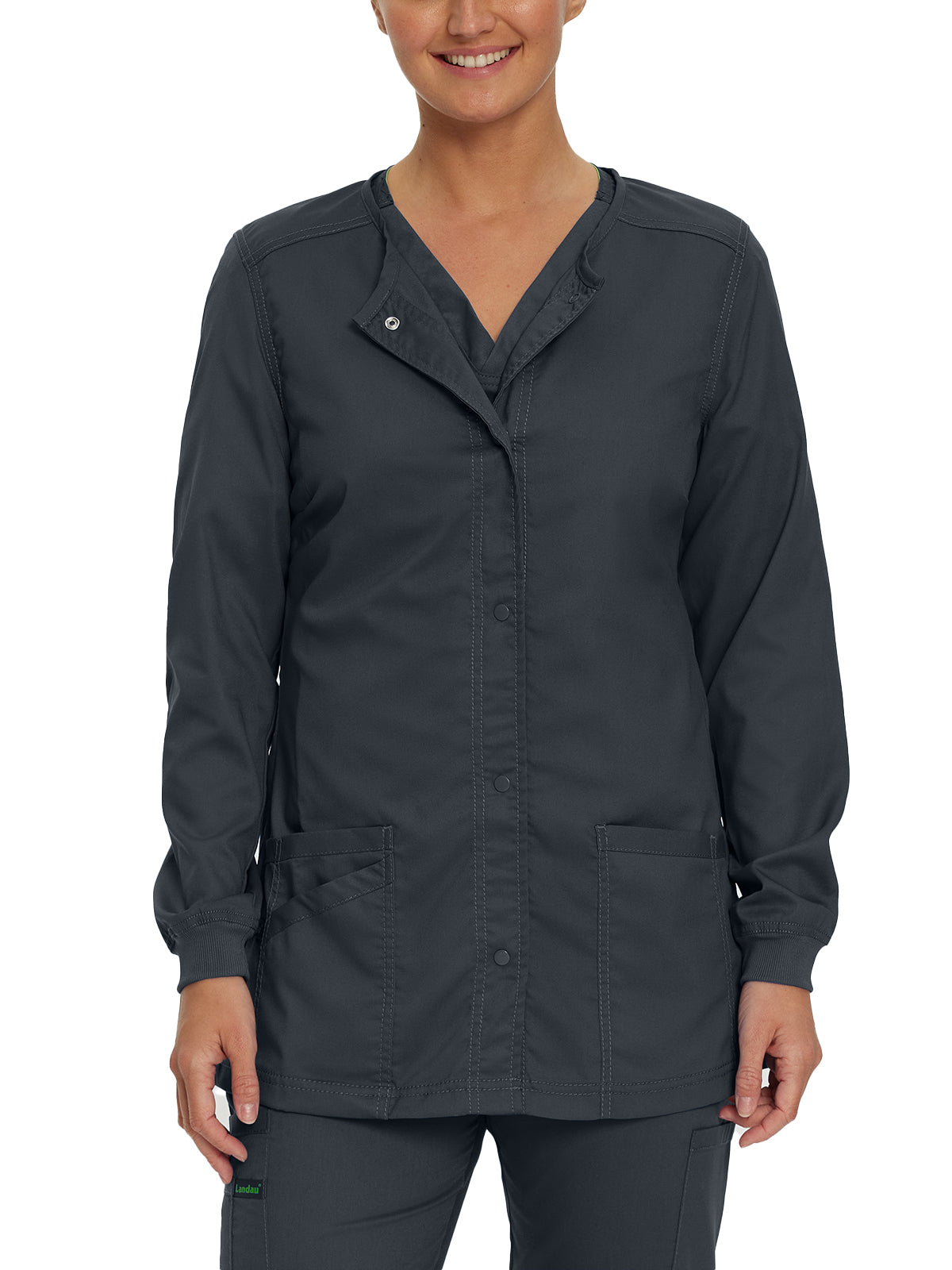 Women's Snap Front Scrub Jacket - 3038 - Graphite