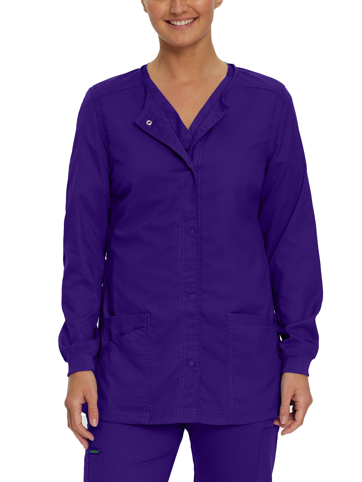 Women's Snap Front Scrub Jacket - 3038 - Grape