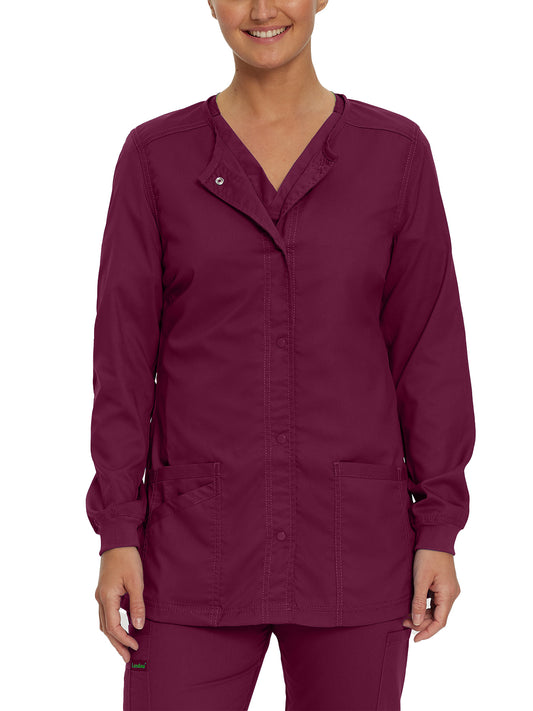 Women's Snap Front Scrub Jacket - 3038 - Wine