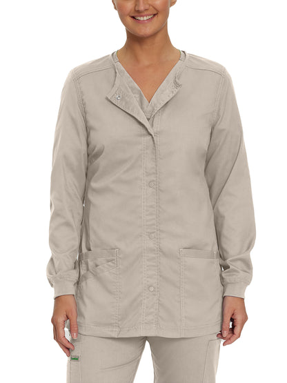 Women's Snap Front Scrub Jacket - 3038 - Sandstone