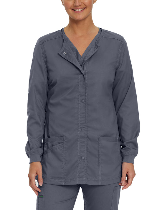 Women's Snap Front Scrub Jacket - 3038 - Steel