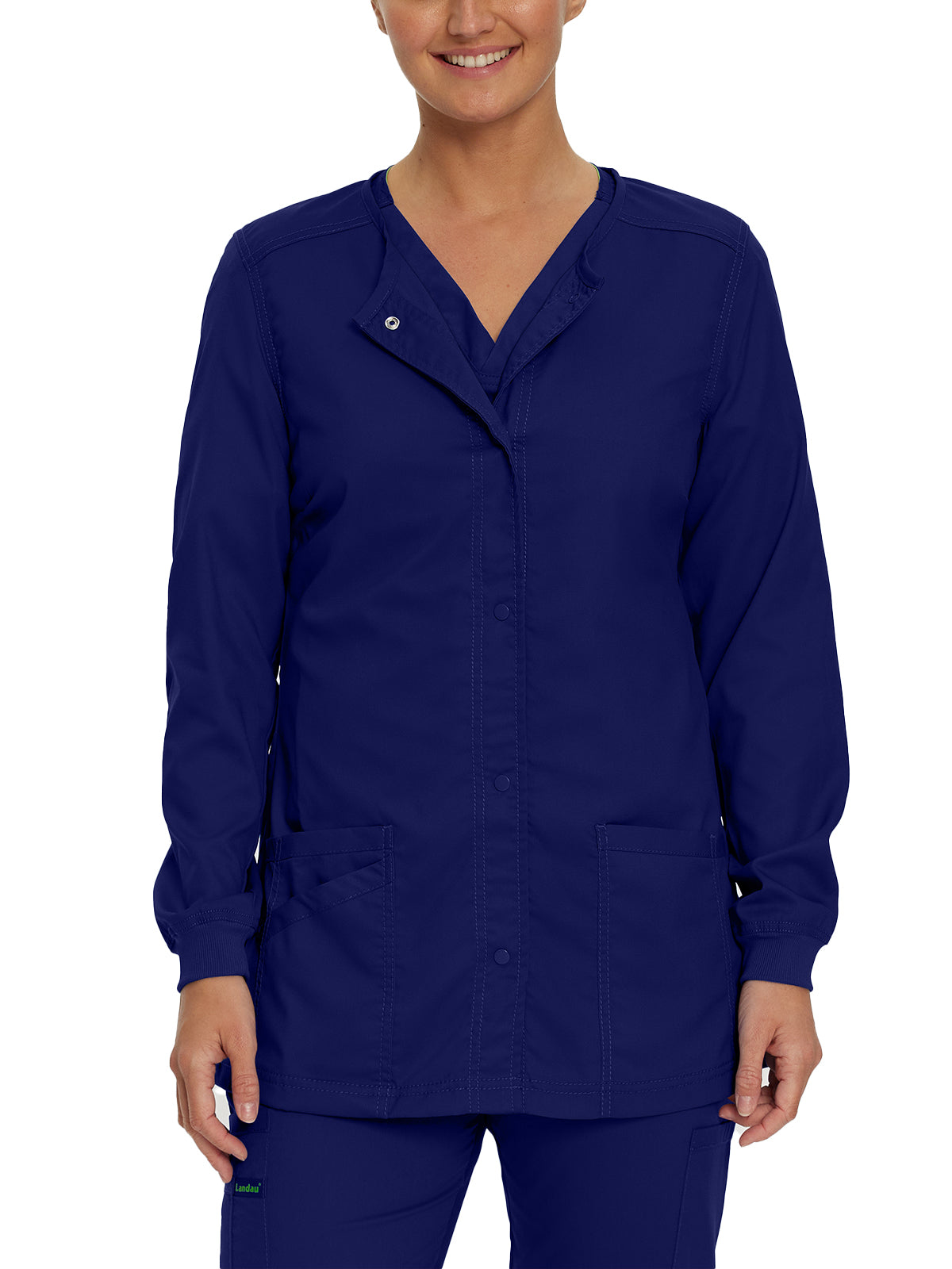 Women's Snap Front Scrub Jacket - 3038 - True Navy